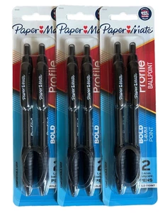 Paper Mate Profile Kugelschreiber Schwarz Breite Spitze 1,4 mm 2 Kt (3 Packungen) - Bild 1 von 2