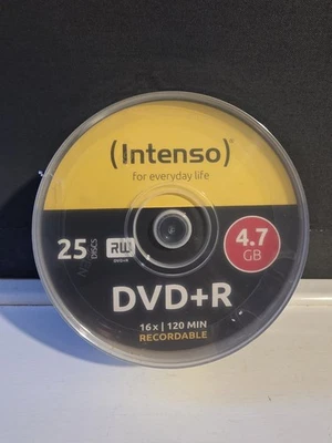 25 Intenso Blank Printable DVD DVD-R 16x 4.7GB 120 mins discs Cakebox 4801154 - Image 1 of 4