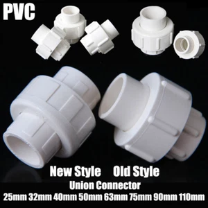 20-110mm PVC Pipe Union Connector Joint Weld Solvent Pressure Pipe Fitting White - Picture 1 of 21
