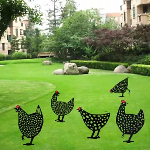 Chicken Yard Art Garden Statues Backyard Lawn Stakes Plastic Decor Outdoor Decor - Picture 1 of 16