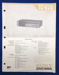 Original Sony TC-U20 / Cassette Deck Service Manual - Picture 1 of 1