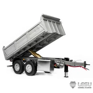 LESU 1/14 RC rimorchio scarico completo metallo 2 assi rimorchio dumper idraulico non verniciato - Foto 1 di 11