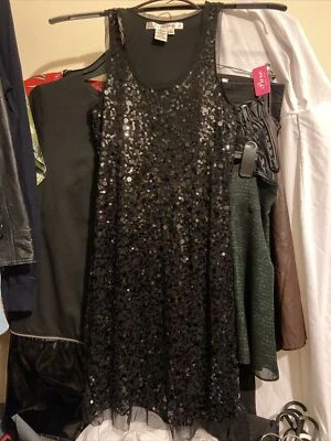Womens Size S Black Sequin Dress, Sleeveless, Short, Studio M Brand — 第 1/4 张图片