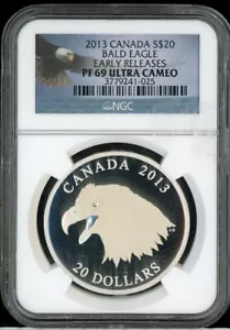 2013 Canada Bald Eagle 20 Dollars Early Releases NGC PF 69 - Picture 1 of 2