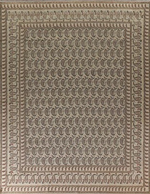 Alfombra de salón Ardakan vintage marfil cachemir 10'x13' lana anudada a mano alfombra Foto 1 de 4