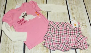 NWT 4T Gymboree Parisian Chic pink ooh La La dog top & brown plaid skirt set - Picture 1 of 3