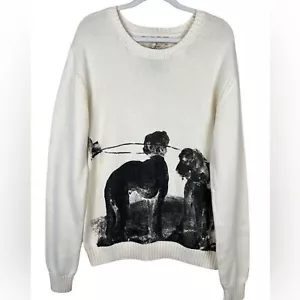 Basketcase Galley Strick Hunde Pullover Gr. M Elfenbein Baumwolle Rundhals Jagd Preppy - Bild 1 von 10