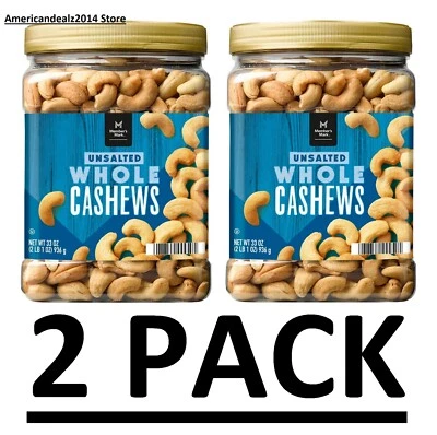 2 PACK - Member's Mark Unsalted Whole Cashews 33 oz (Total 66 oz) FREE SHIP!! - Image 1 of 4