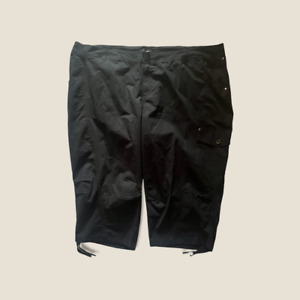 New Ellos Cargo Capri Pants Black Womens size 34 Plus Cotton Stretch