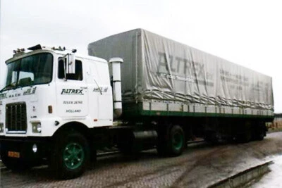 TEKNO 76414 Mack F 700 4X2 + Semi Altopiano Telonato " Altrex " ( Nl ) Mint - Immagine 1 di 4