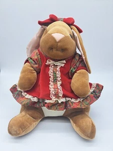 VTG 1985 Toys R Us Velveteen Rabbit Exclusive Christmas Dress 14" Easter - Picture 1 of 10