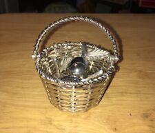 Set of 4 Silver Plated Cherries Place Card Menu Holders In Woven Basket India