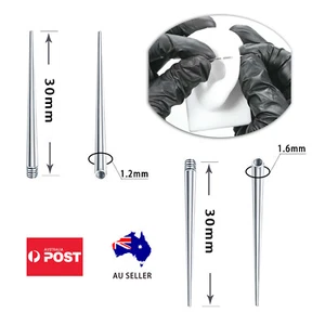Tapered Threaded Insertion Pin Stretch Guide Rod Body Piercing Tool Ear Navel AU - Picture 1 of 10