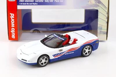 1:18 Auto World 2004 Chevrolet Corvette C5 Indy 500 Pace Car Bianco/ Blu - Immagine 1 di 4