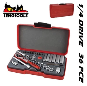TENG T1436 Steckschlüsselsatz metrisch 36-teilig 1/4 Zoll Antrieb 4 mm <-> 13 mm Sechskantschlüssel PZ PH - Bild 1 von 3