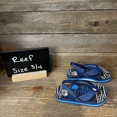 Kids Childrens Baby Reef Sandals Flip Flops Blue Size 3 4 C GUC - Image 1 of 4