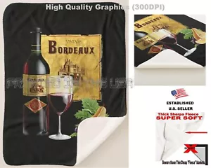 Manta de lanzamiento de lana negra sherpa sherpa botella amante del vino - Imagen 1 de 6