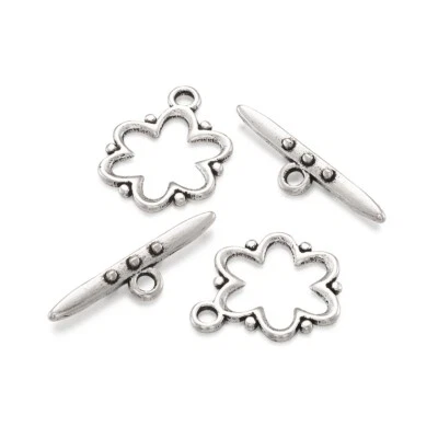 20 piezas broches de palanca de aleación de flores de plata antiguos hallazgos para hacer joyas 19x15 mm Foto 1 de 4