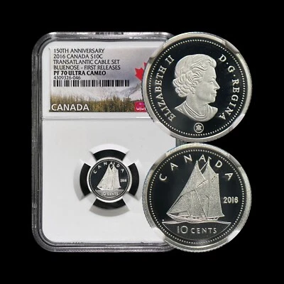 CANADA. 2016, 10 Cents, Silver - NGC PF70 - Top Pop 🥇 Bluenose Schooner . - Image 1 of 4