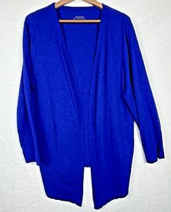 Chico's Open Front Royal Blue Cardigan 3 XL Ultimate Tee Cotton Modal Pockets - Picture 1 of 8