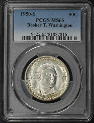 1950-S Booker T. Washington 50C Silver Commemorative PCGS MS-65 - Image 1 of 2