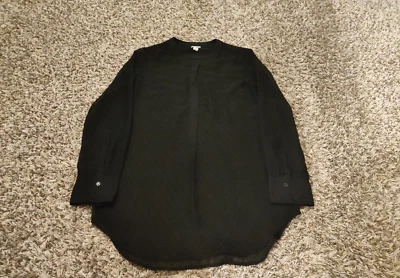 Camisa Merona Mujer Pequeña Negra Geométrica Transparente Túnica Manga Larga Poliéster Foto 1 de 4