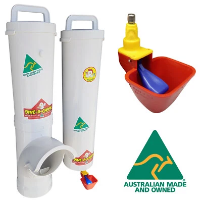 Набор кормушек и поилок для кур DINE-A-CHOOK / поилка для кур / курятник СИНИЙ - Изображение 1 из 4