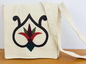 Holländische Tulpe Baumwolle Canvas Beuteltasche Boho Handtasche Reißverschlusstasche Crossbody Handarbeit 11x10x3" - Bild 1 von 7