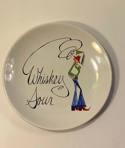 Pottery Barn Tie One On Cocktail Plates Lot of 4 Cowboy Rodeo Mixed Drink Recipe - Picture 1 of 9