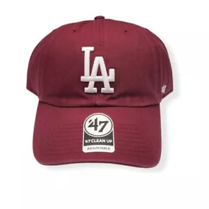 '47 Los Angeles Dodgers Clean Up Cardinal Red/White Logo Adjustable Strap Hat - Picture 1 of 6