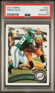 PSA 10 Gem Mint Pop 1 TRENT COLE w/ Aaron Rodgers 2011 Topps EAGLES KELLY GREEN! - Picture 1 of 2