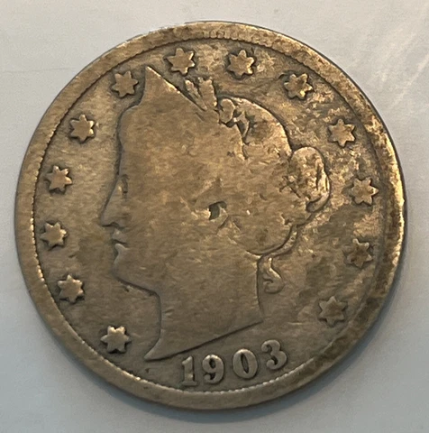 1903 Liberty Head " V " Nickel Philadelphia Mint USA Type Coin -Actual Photos A5 Cover