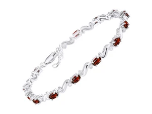PULSERA TENIS RYLOS GRANATE Y DIAMANTES PLATA DE LEY 7-8" - Imagen 1 de 6
