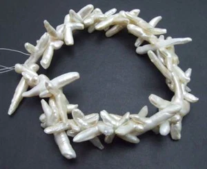 30*50mm Cross Natural FW Nuclear White Pearl Loose Beads for Jewelry Making 14'' - Picture 1 of 4
