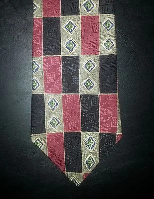 Corbata Monsieur Givenchy diseño geométrico de seda negra tostada roja nueva en caja t2196 Foto 1 de 4