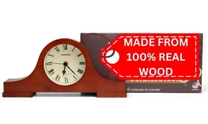Mantel Clock, Silent, Real Wood, 10x6, Roman Dial, Battery Operated for Firep... - Bild 1 von 8
