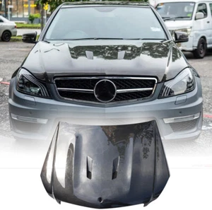 For Benz W204 C180 C250 BASE 2012-14 REAL CARBON Engine Hood Bonnet Lid Cover - Picture 1 of 16