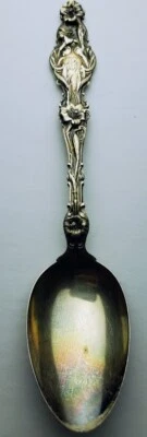 Antiguo monograma Art Nouveau de plata esterlina Whiting Mfg Co. 1902 con patrón de lirio Foto 1 de 4