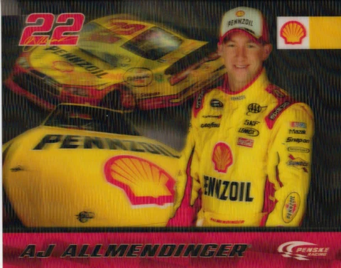 2012 AJ ALLMENDINGER "3D SHELL PENNZOIL " #22 NASCAR SPRINT CUP SERIES POSTCARD Cover