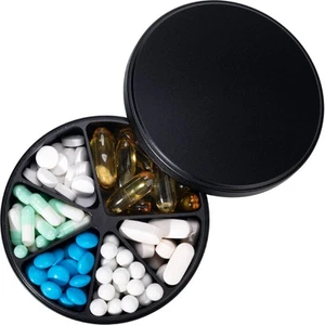 Pill Organizer with 6 Compartments - Heavy Duty Metal Daily Pill Case, Large ... - Picture 1 of 7
