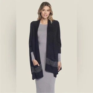 Barefoot Dreams Cozy Chic Lite Cliffside Wrap Cardigan O/S Black Graphite - Picture 1 of 9
