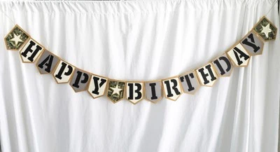(2) Banner militar de feliz cumpleaños camuflaje Foto 1 de 4