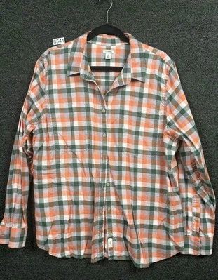L.L Bean Men's Size XL Scotch Plaid Flannel Shirt Traditional Fit Green Orange  - Image 1 of 4