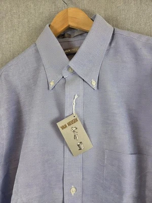 Van Heusen Dress Shirt Mens 17 36-37 Woven Oxford Sun Washed Blue Career Y2K NEW - Image 1 of 4
