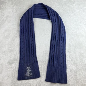 Bufanda Lauren Ralph Lauren azul marino tejido con cable bordado monograma estrás - Imagen 1 de 8