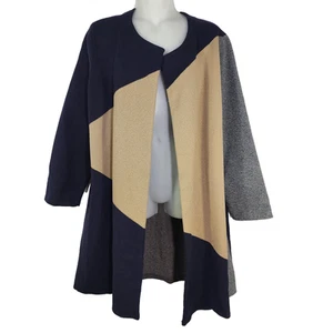 Ann Taylor Cardigan Womens Size Large Longline Colorblock Lagenlook Open Front - Picture 1 of 7