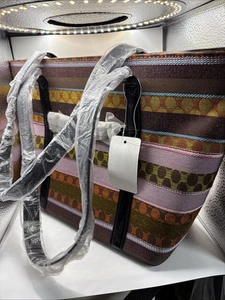 Trending Colorful Stripped Layered Purse With Handle 14x9 NEW With Tags! Maroon. - Picture 1 of 5