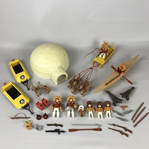 Vintage PLAYMOBIL ESKIMO Spielset Konvolut Iglu Hundeschlitten Kajak Arktis Pole Expedition - Bild 1 von 14