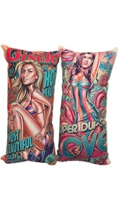 Gisele Bundchen & Joss Stone Vintage Retro Pin Up Cushions Of Suede Fabric - Picture 1 of 2