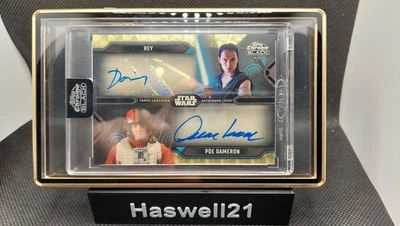 2024 Topps Chrome Black Star Wars — Rey & Poe Superfractor Dual Auto 1/1 - Image 1 of 4